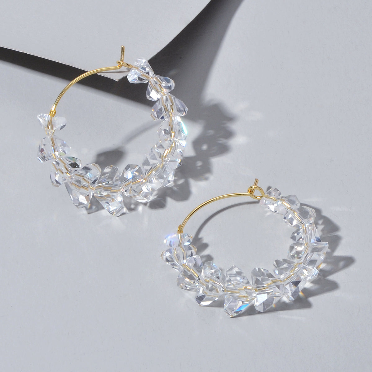 Ladies Jewellery Transparent Acrylic Beads Hoop Dangle Earrings Party Decoration