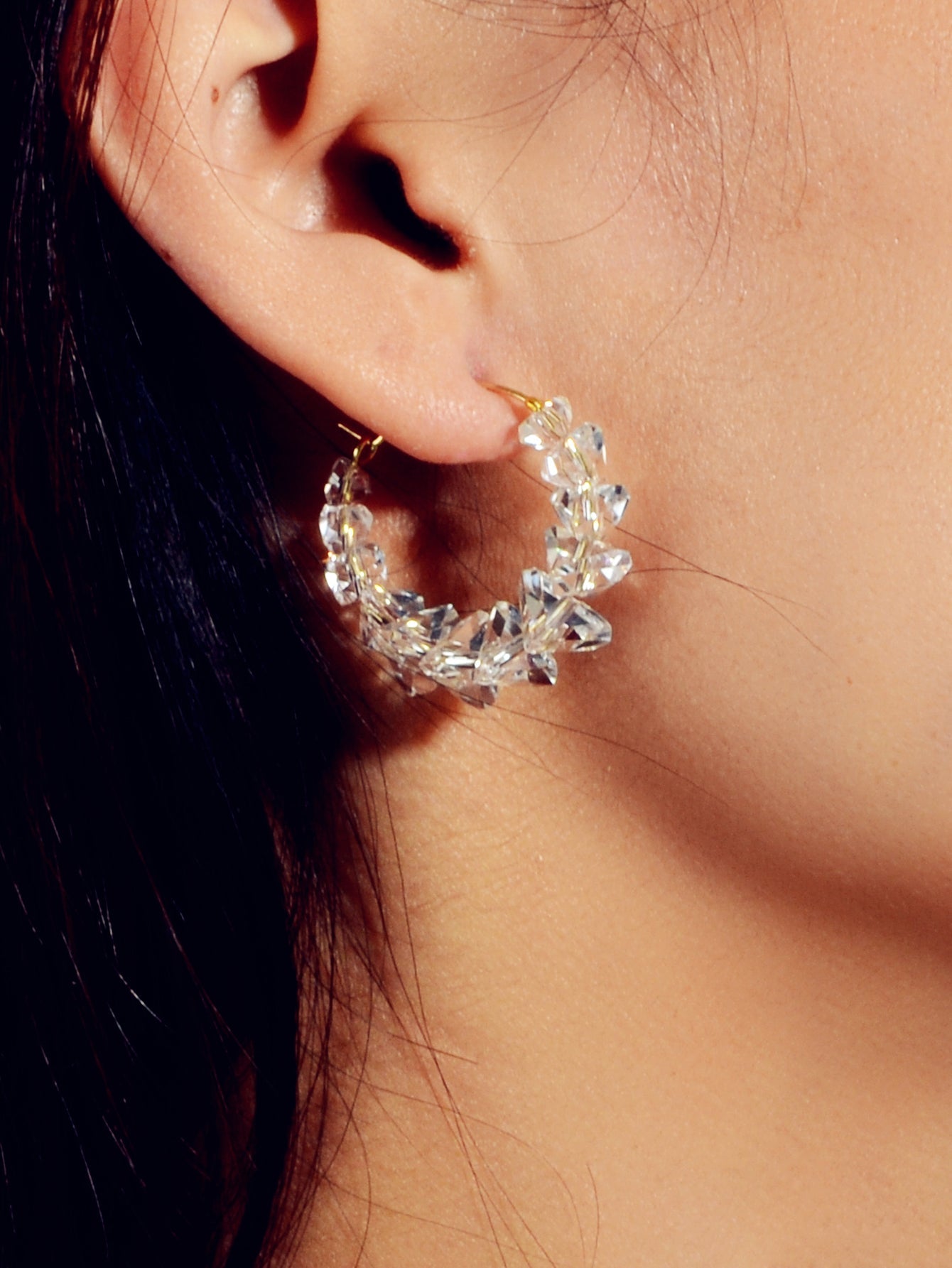 Ladies Jewellery Transparent Acrylic Beads Hoop Dangle Earrings Party Decoration