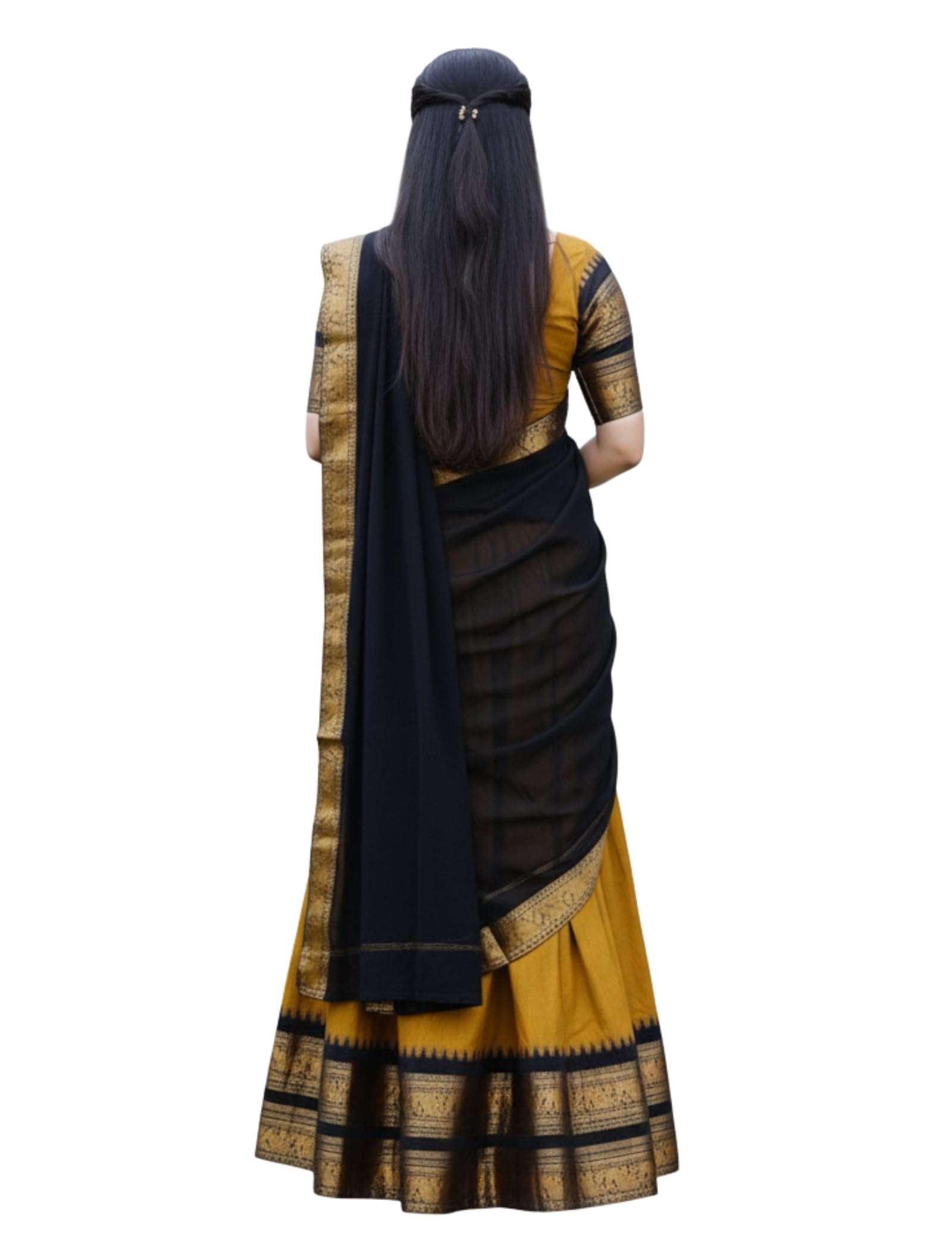 RENVAANI Women's Traditional Kanjivaram Kanchipuram Silk Zari Weaving Unstitched Lehenga Choli with Dupatta