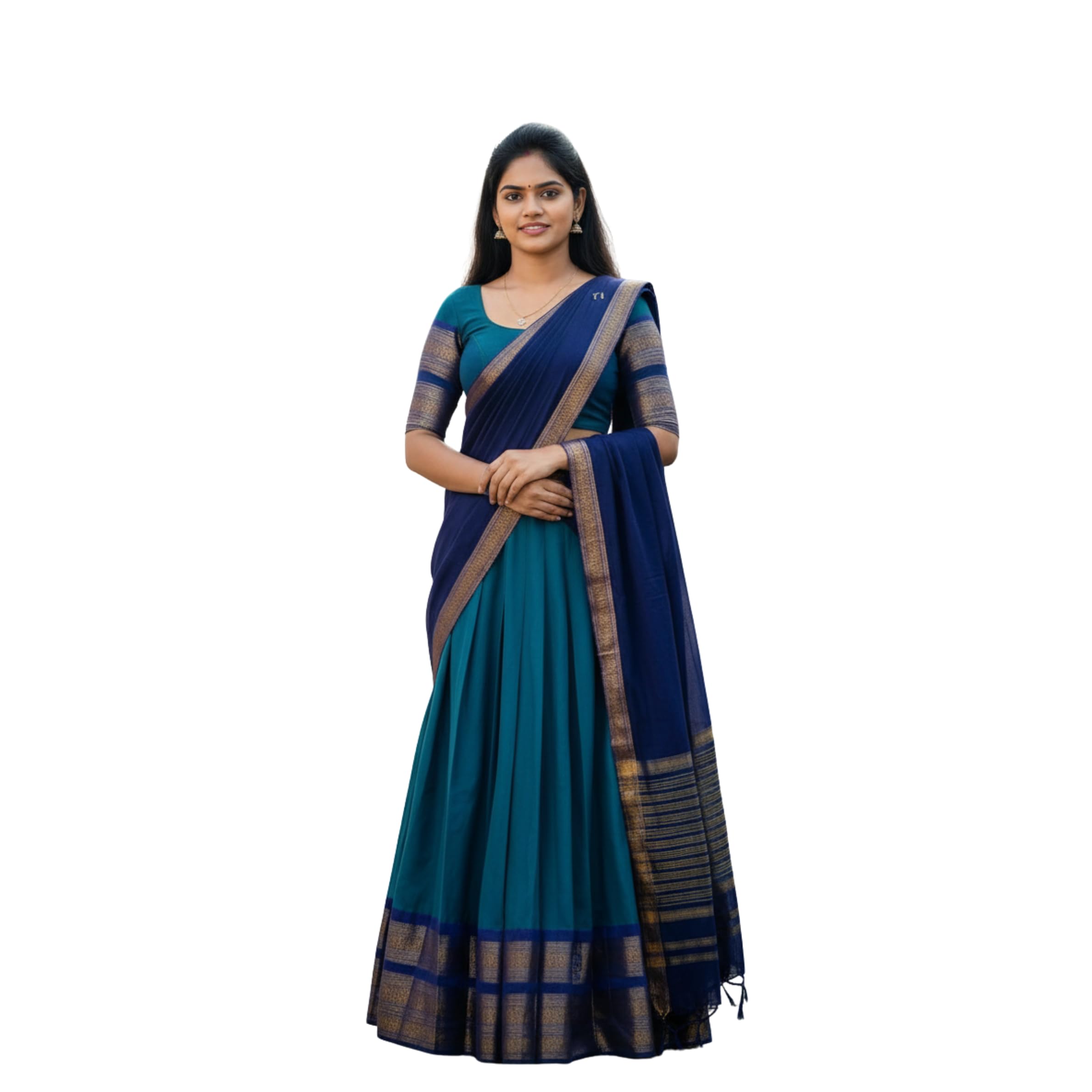 RENVAANI Women's Traditional Kanjivaram Kanchipuram Silk Zari Weaving Unstitched Lehenga Choli with Dupatta