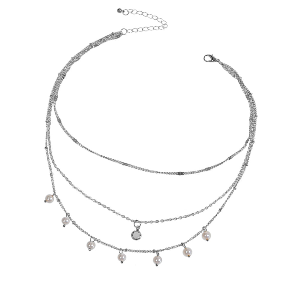 AU Local Fashion Pearl Charm Gold Multi-layer Chain Necklace New Style Jewellery