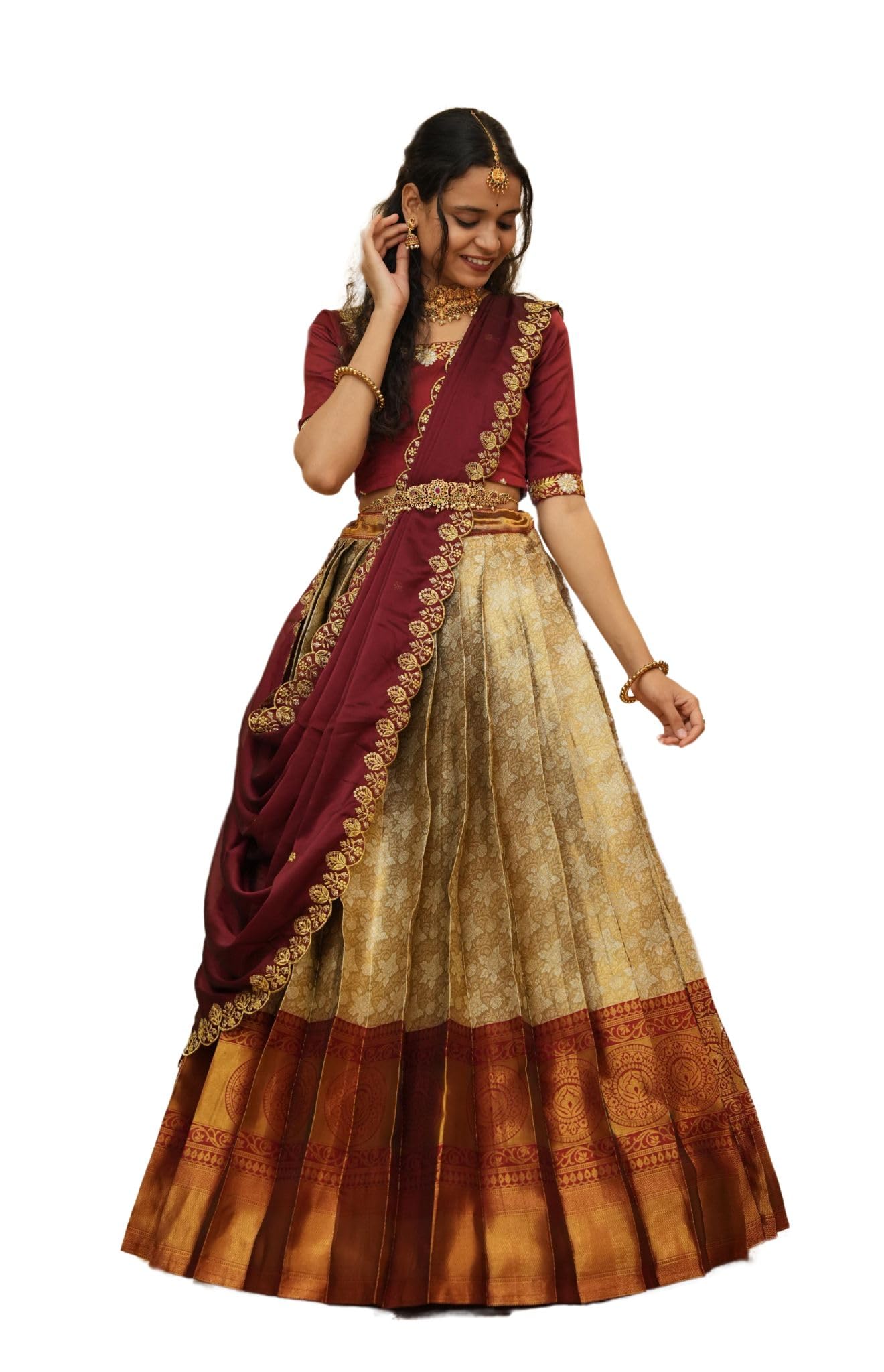Fabcartz South India Half and Half Saree for Womens