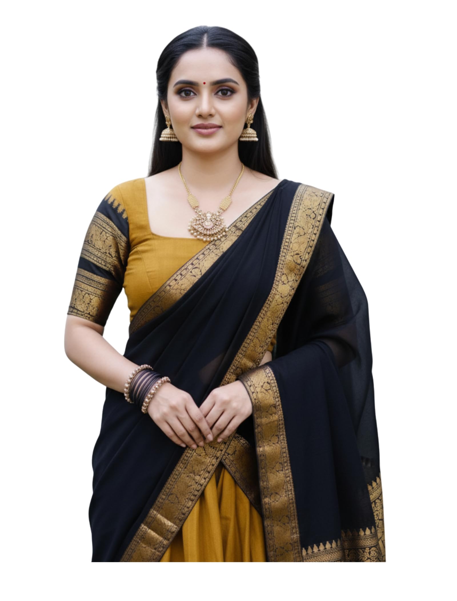 RENVAANI Women's Traditional Kanjivaram Kanchipuram Silk Zari Weaving Unstitched Lehenga Choli with Dupatta