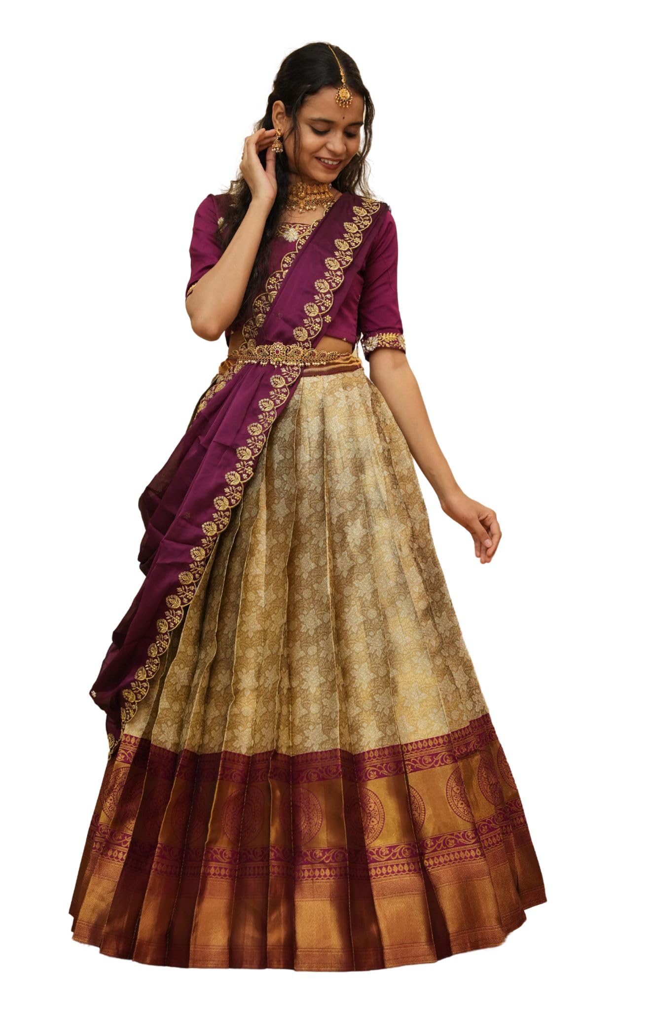 Fabcartz South India Half and Half Saree for Womens