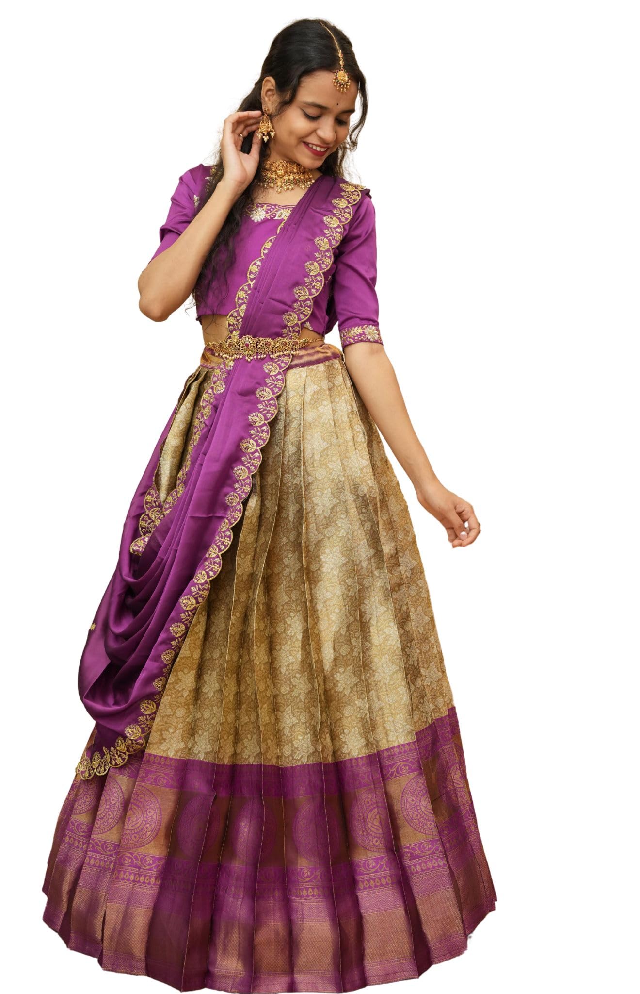 Fabcartz South India Half and Half Saree for Womens