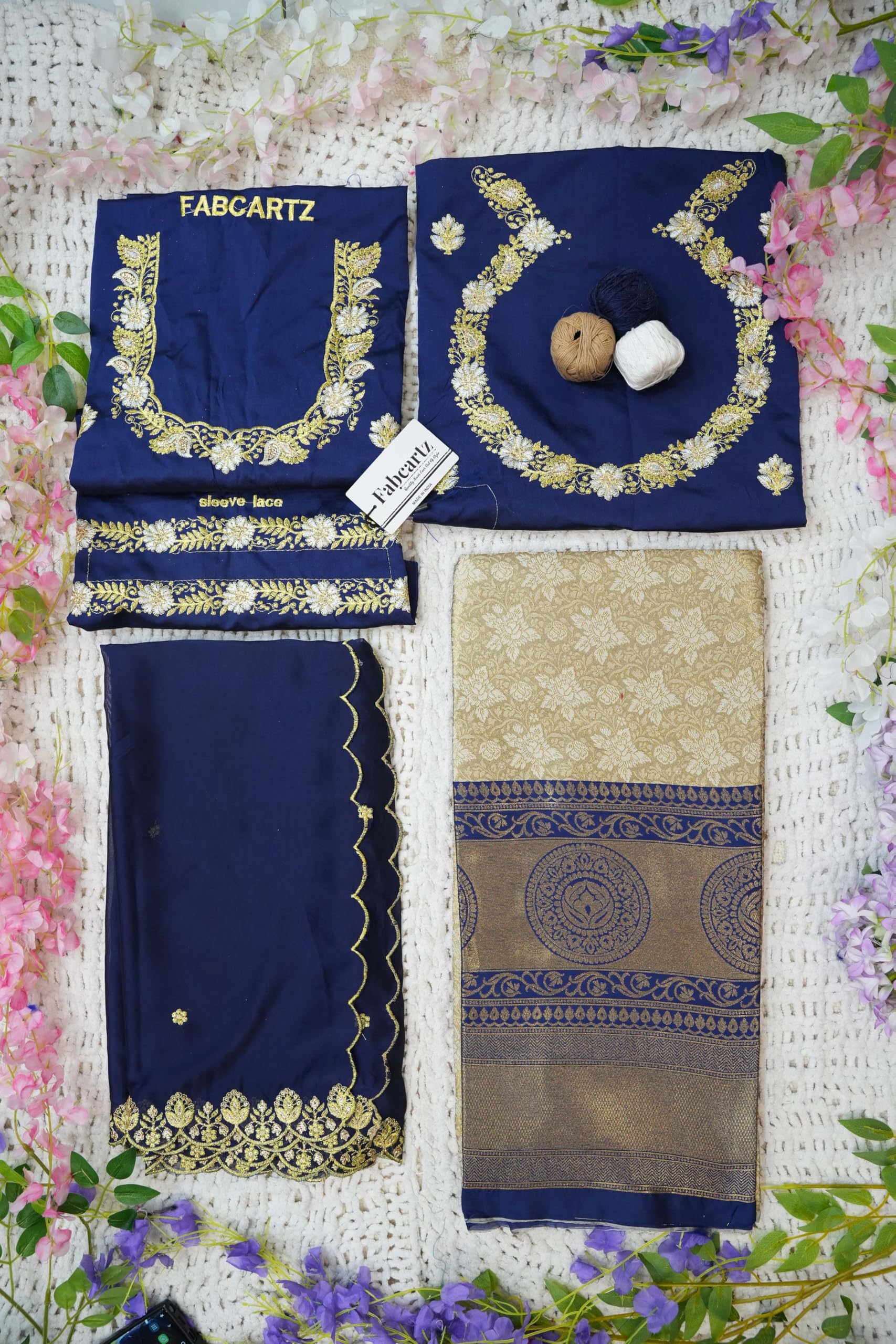 Fabcartz South India Half and Half Saree for Womens
