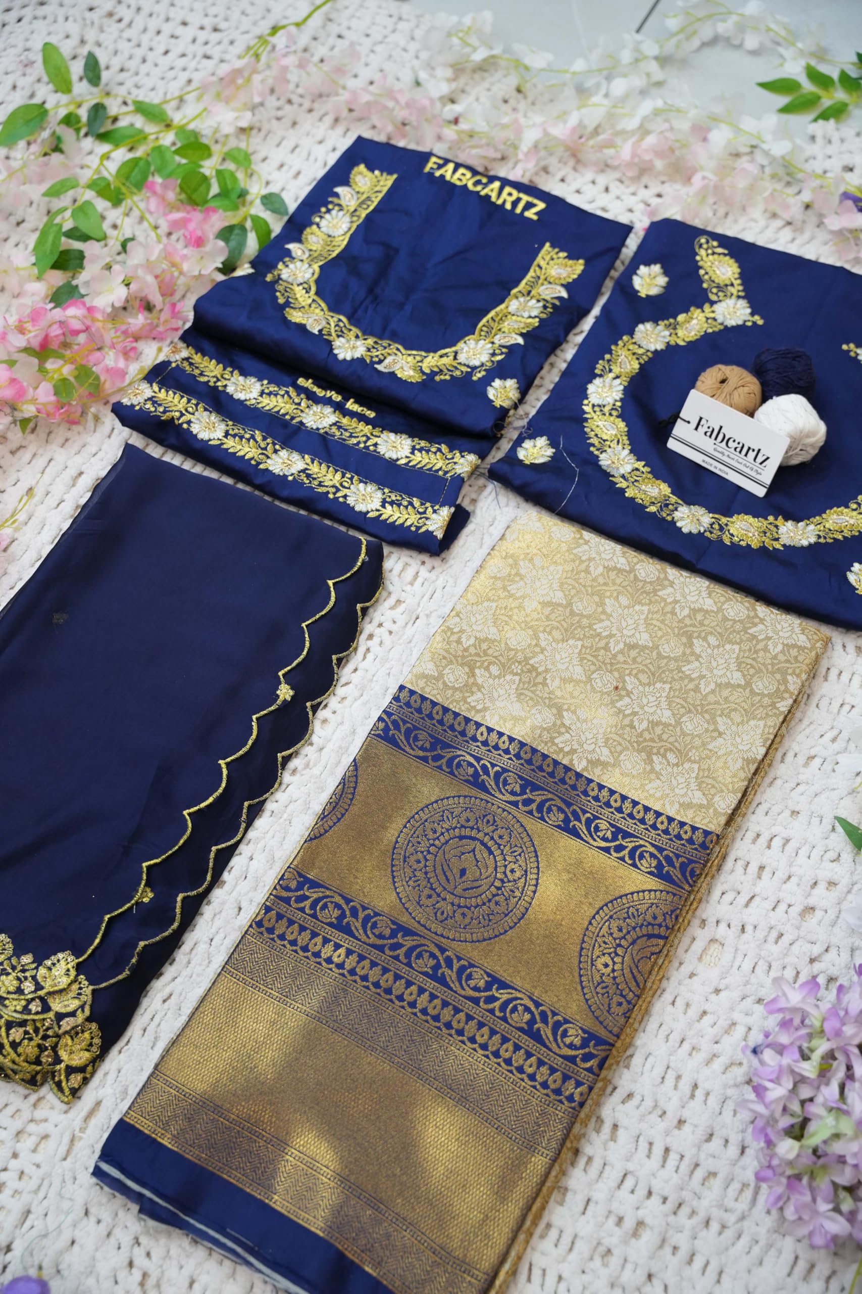 Fabcartz South India Half and Half Saree for Womens